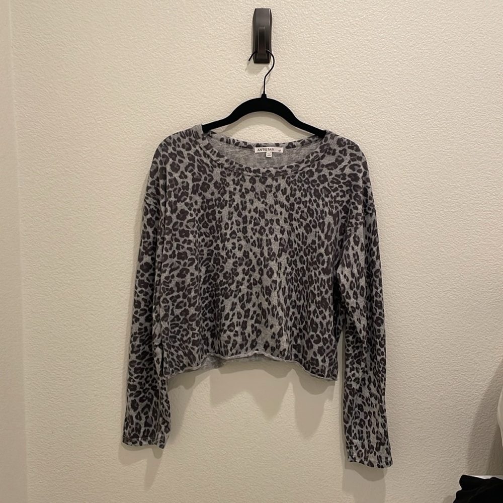 Womens Antistar Grey Cropped Long Sleeve Shirt Size M